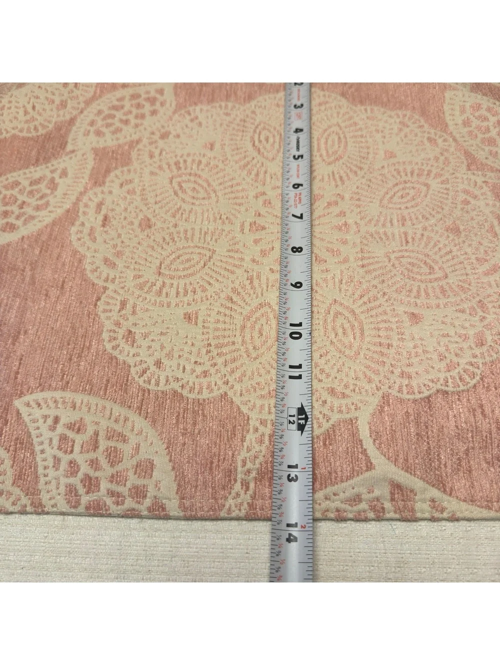 Pink Cream Floral Table Runner 14x70 Heavy Woven Fabric Cottagecore Boho Decor